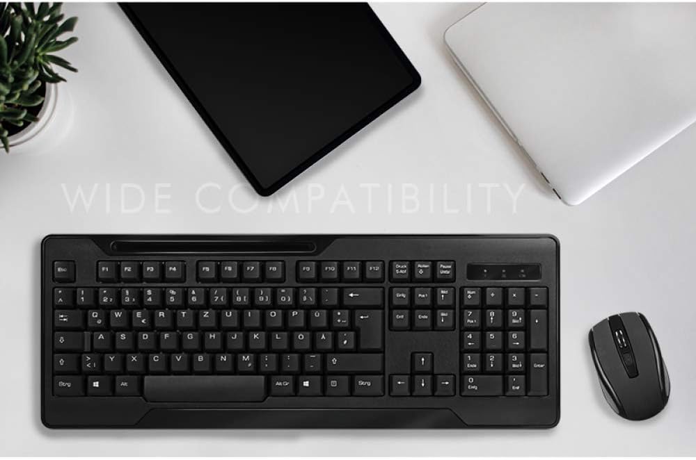 LogiLink ID0194 - Tastatur & Maus Set kabellos (2,4GHz Funk) mit 1000dpi & 104 Tasten, kompakte und