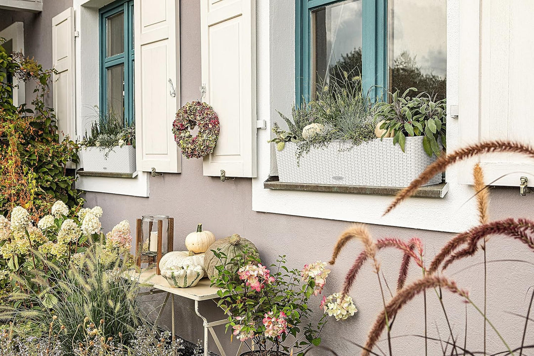 LECHUZA BALCONERA Cottage 80 weiss 15610 Pflanzgefäss mit Erd-Bewässerungs-System 79x19x19 cm Weiss,