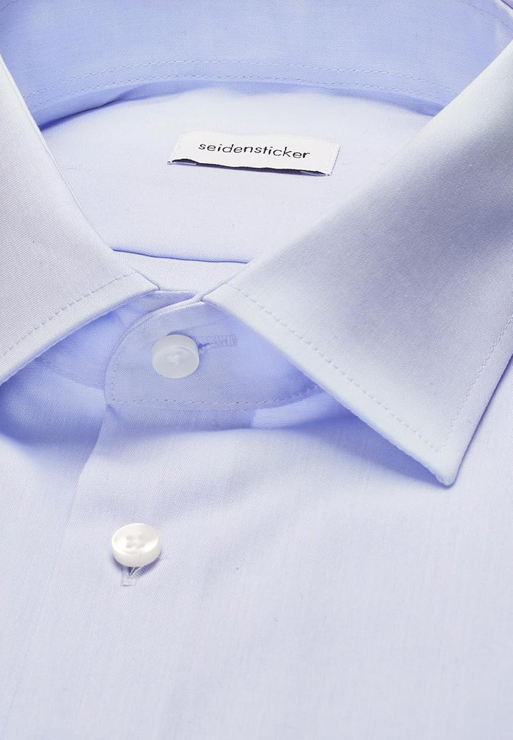 Seidensticker Herren Slim Fit Bügelfrei Business Kent Langarm Businesshemd 36 Blau (Chambray Hellbla