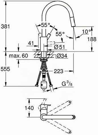 GROHE Feel - Einhand-Spültischarmatur (langlebige Oberfläche, Schwenkbereich 360°, herausziehbare Du