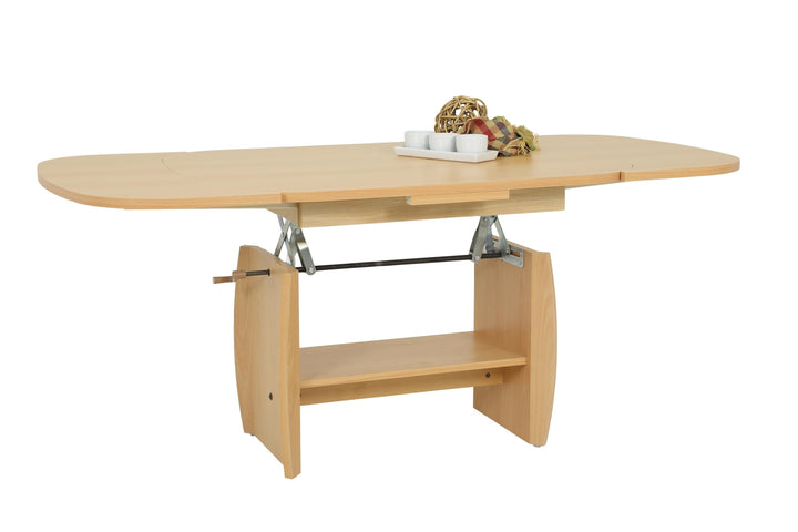 Hela Tische, Funktionscouchtisch Michael, Holzoptik melaminbeschichtet, Dekor Buche, ausziehbar 90-1