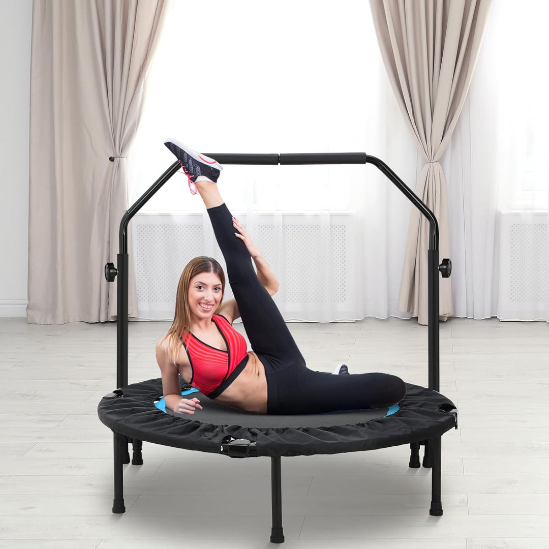 LIFERUN Indoor-Trampolin Ø101cm,Faltbares Fitness-Trampolin,Trampolin für Jumping Fitness,Tragfähigk
