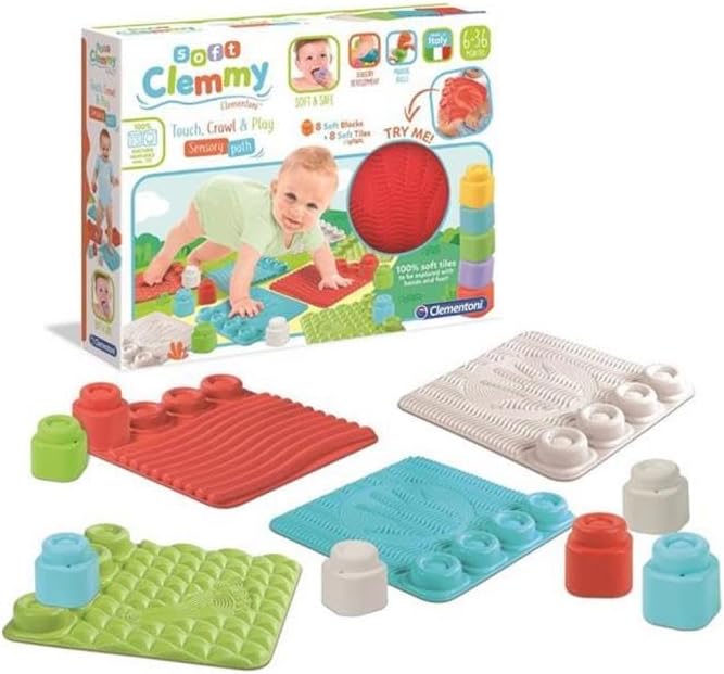 Clementoni 17352 Soft Clemmy Sensorische Krabbeldecke für Babys Bausteine für Kleinkinder ab 10 Mona