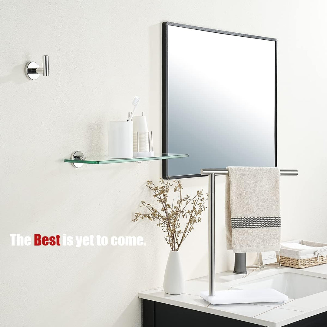 JQK TGS101L14-CH Badezimmer-Glasregal, Chrom, Duschaufbewahrung aus gehärtetem Glas, 35,6 x 12,7 cm,