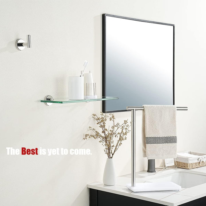 JQK TGS101L14-CH Badezimmer-Glasregal, Chrom, Duschaufbewahrung aus gehärtetem Glas, 35,6 x 12,7 cm,