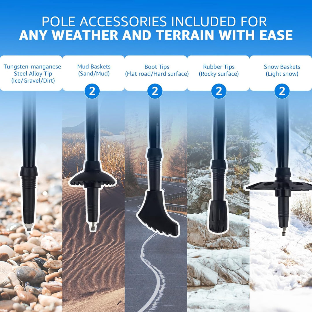 Overmont Wanderstöcke Faltbar Aluminium Ultraleicht - Verstellbar 105-125 cm Trekkingstöcke - Nordic