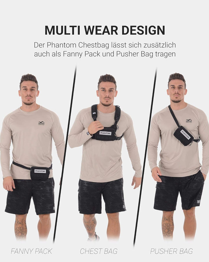 Phantom Chest-Bag Tactic - Fitness Tasche | Sport Brust-Tasche | Männer Damen - Schwarz Einheitsgrös