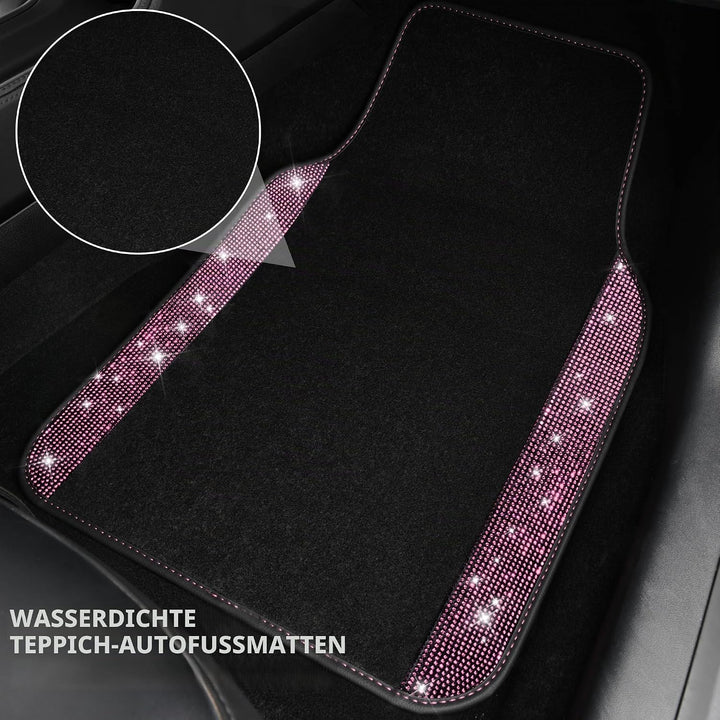 CAR PASS Universelle Passform, hübscher glänzender Strass-Teppich, komplettes Set, 4-teilig, Auto-Fu