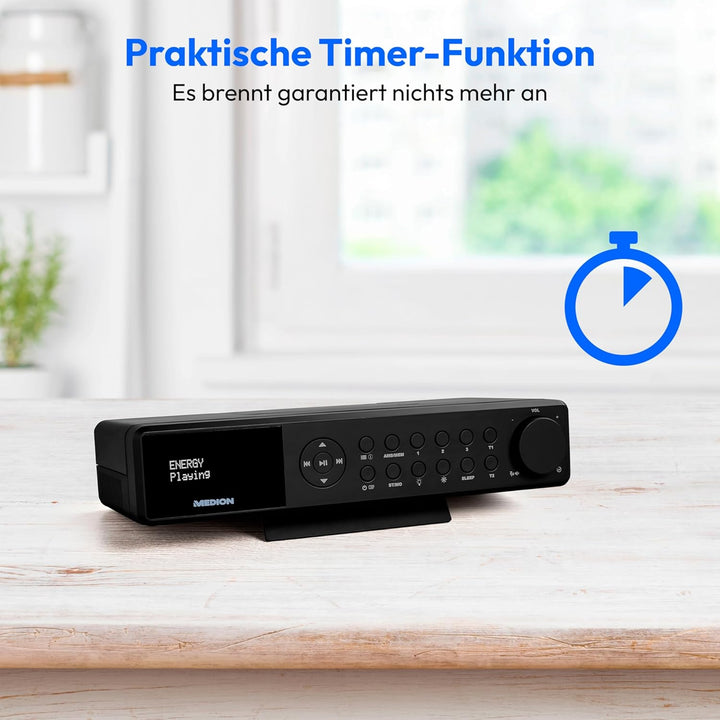 MEDION E6660 Küchen Unterbauradio (DAB+ Küchenradio, PLL UKW Radio, Bluetooth, LED Lichtleiste, Unte