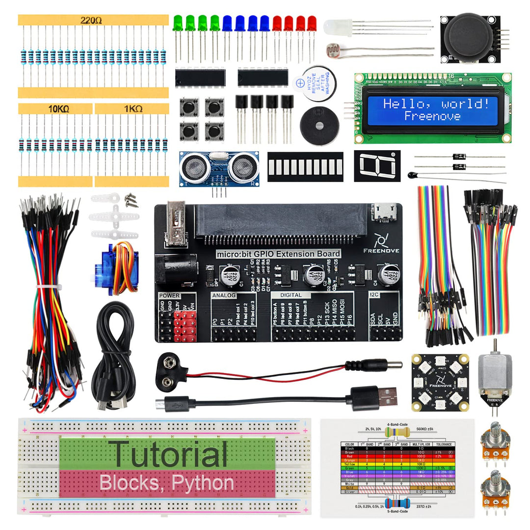 Freenove Super Starter Kit for BBC Micro:bit (Not Included, Works with V1 &amp; V2), 266-Page Detailed T