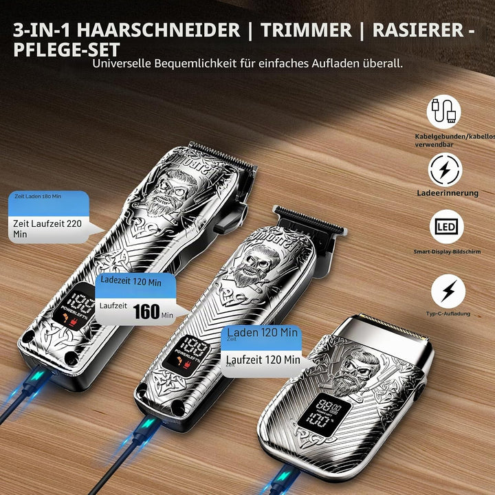 Professionelle schnurlose Herren-Haarschneidemaschine, Bartschneider und elektrische Rasierer, Sets
