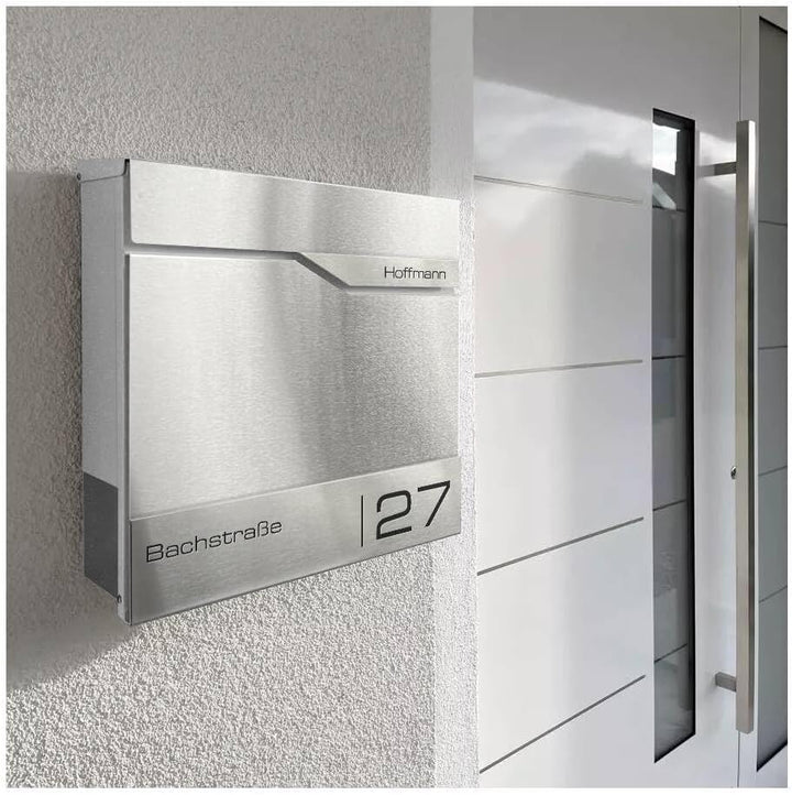Metzler® Briefkasten mit Zustellbenachrichtigung und Zeitungsfach Edelstahl gebürstet Wandmontage ab