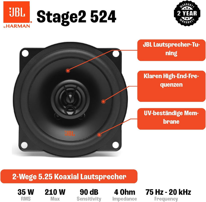 JBL Stage2 524 2-Wege Auto Lautsprecher Set by Harman Kardon &amp; Stage1 41F 2-Wege Auto Lautsprecher S
