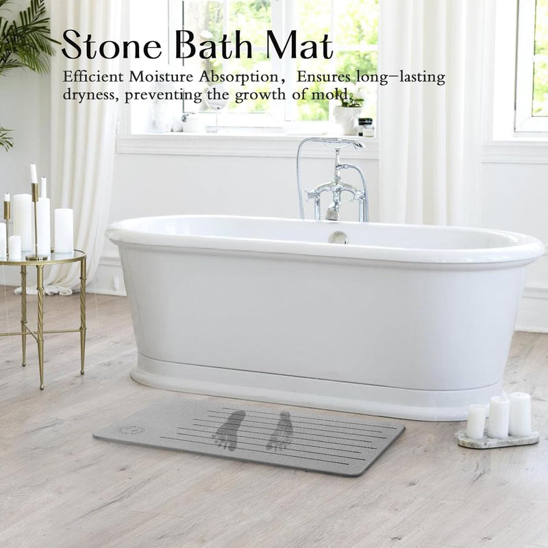 Amilutuo Badematte Stein, Diatomite Stone Bath Mat, rutschfeste Stein Badematte, Badematte Stein Sch