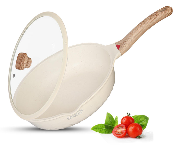 INTIGNIS Premium-Bratpfanne mit Deckel, Kratzfest, 28 cm, Extra Tief, Kompatibel mit allen Herdarten