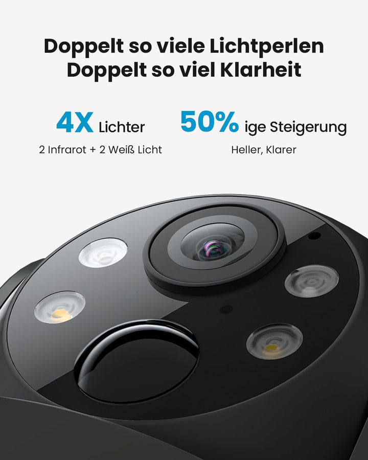 ieGeek 2K 3MP Überwachungskamera Aussen Solar, 360° PTZ Überwachungskamera Aussen Akku, 2.4GHz Kabel