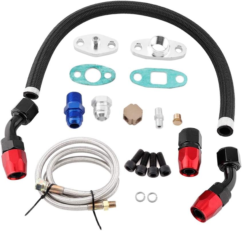 Turbolader-Ölablass-Kit Turbo-Ölzufuhr-Rücklaufleitung AN10 Fitting Adapter Flansch-Kit für T3 T4 GT