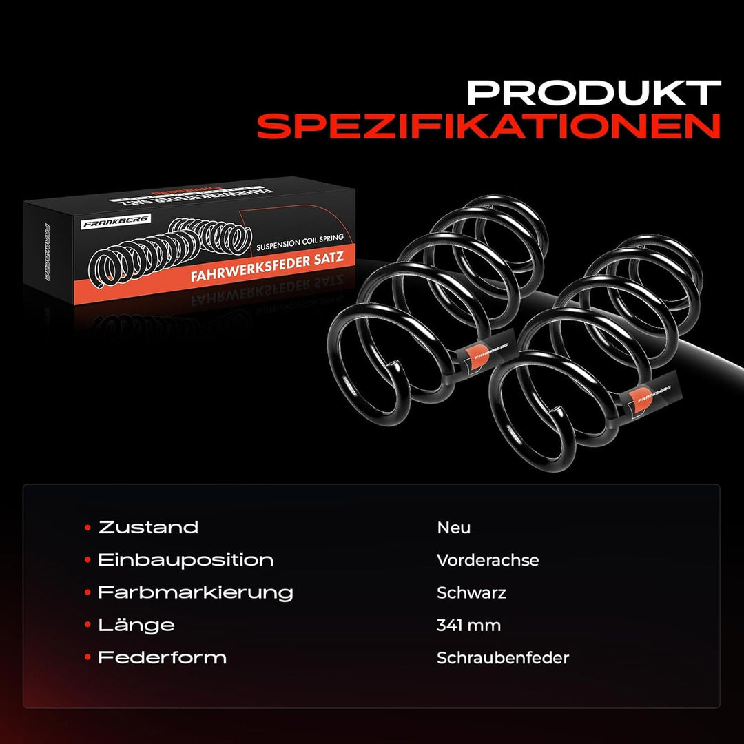 Frankberg 2x Federn Fahrwerksfeder Vorderachse Links Rechts Kompatibel mit T,o,u,r,a,n 1T1 1T2 1.9L