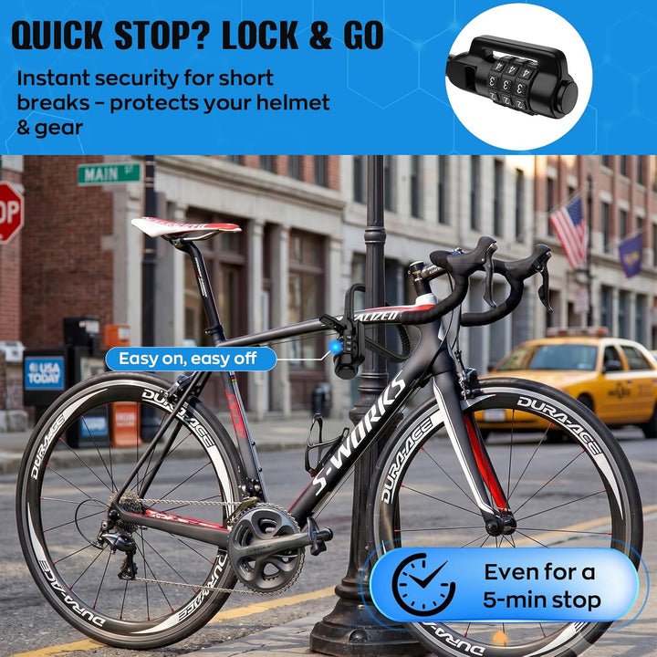IMAYCC Kabelbinder Schloss mit Zahlencode – Leichtes Fahrradschloss &amp; Zahlenschloss für Helm, Scoote