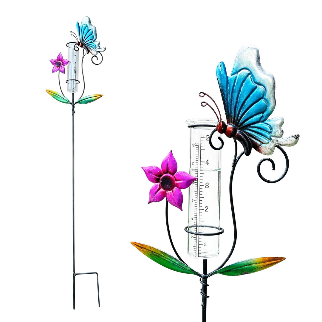 Regenmesser für Garten, Gartendeko Regenmesser Frostsicher, 89cm Gartenstecker Regenmesser, Niedersc