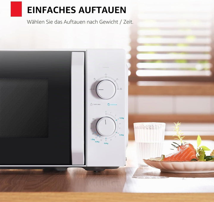 Toshiba MW2-MM20P(WH) Mikrowelle Standard, 20 Liter, 800 W, 5 Leistungsstufen mit praktischer Auftau