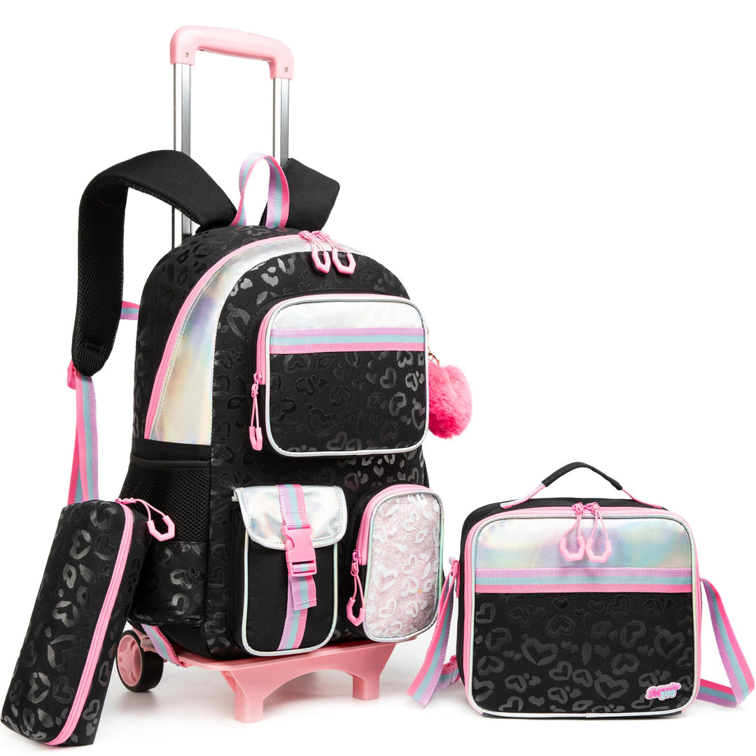HTgroce Kinder Trolley Rucksack Schultasche Schulranzen Mädchen schultrolleys Schulrucksack Kinderko
