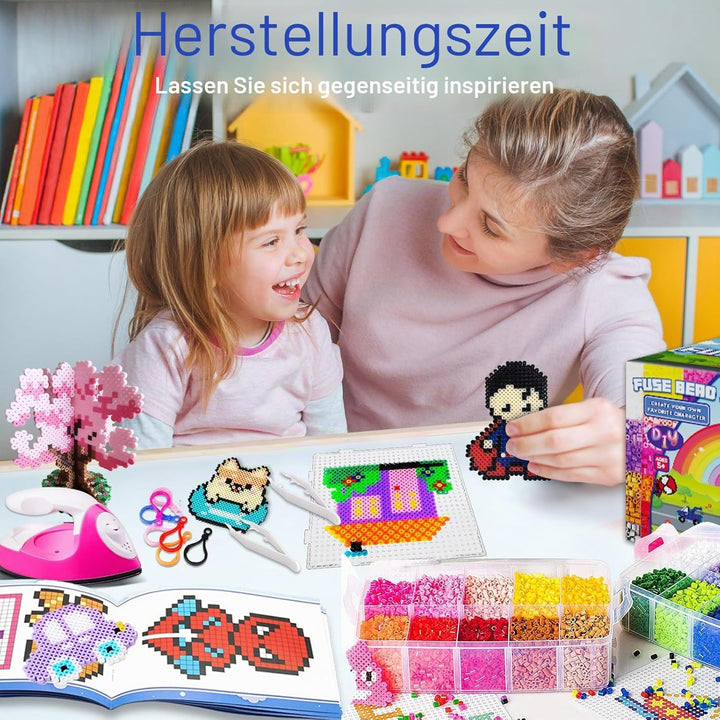 FunzBo Sicherungsperlen-Set – Perler-Perlen-Set mit 23000 5 mm Perlen für die Schmuckherstellung, 10
