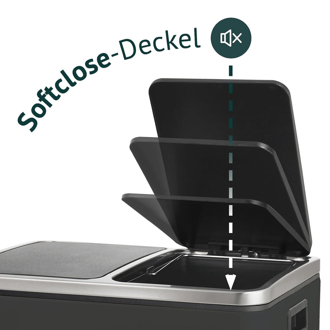 SVITA TM2X15 Treteimer 30 Liter Abfalleimer Mülleimer Design Mülltrennung Papierkorb Küchen-Ordnung