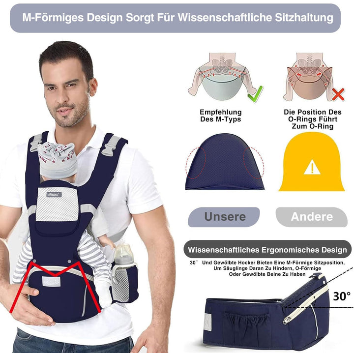 TOFFCAEA 6-in-1 Babytrage Neugeborene, Babytrage Ergonomische Reine Baumwolle Leicht, verstellbarer