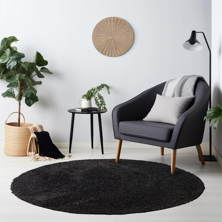 HomebyHome Teppich Rund Hochflor 120 cm Rund - Shaggy Runder Teppich Wohnzimmer Anthrazit Extra Weic