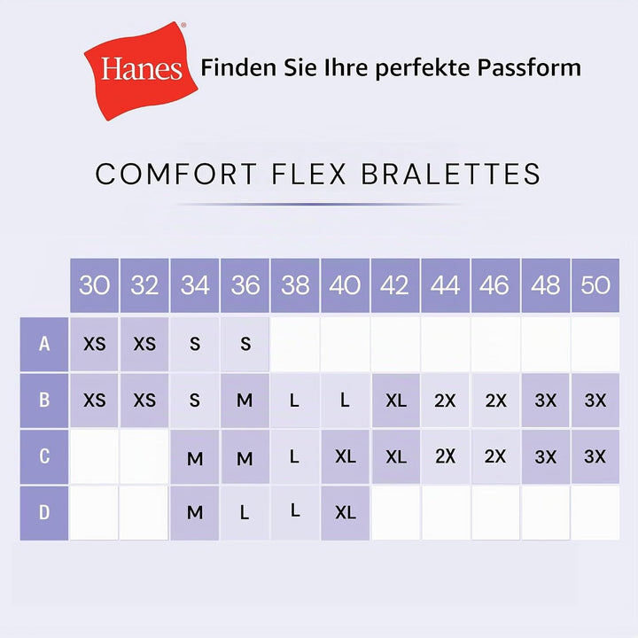 Hanes Damen BH (3er Pack), Marineblau/Beton Heather/Ultra Blue