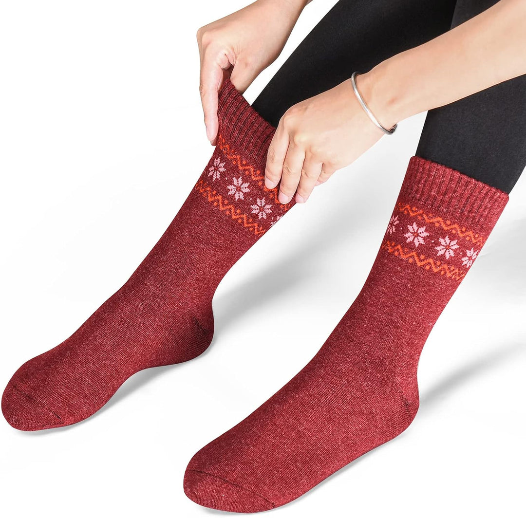 4 Stück Winter Warme Wollsocken Frauen Socken Wandersocken Strick Outdoor Freizeit Socken für Frauen