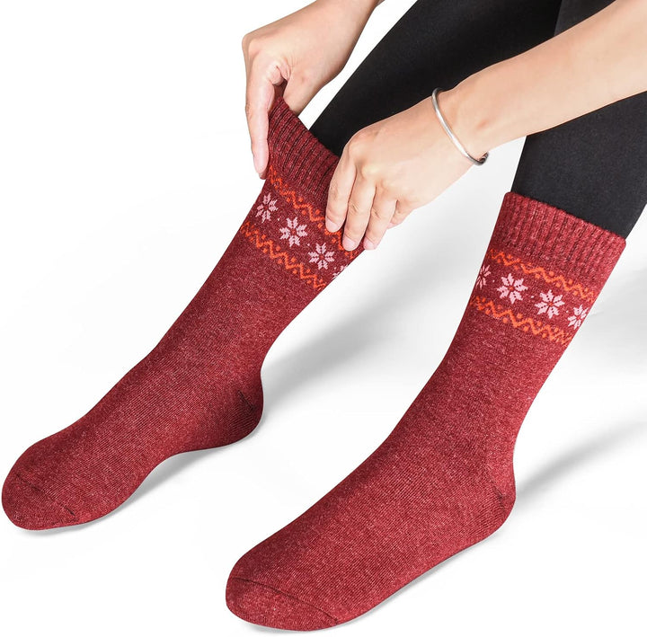 4 Stück Winter Warme Wollsocken Frauen Socken Wandersocken Strick Outdoor Freizeit Socken für Frauen