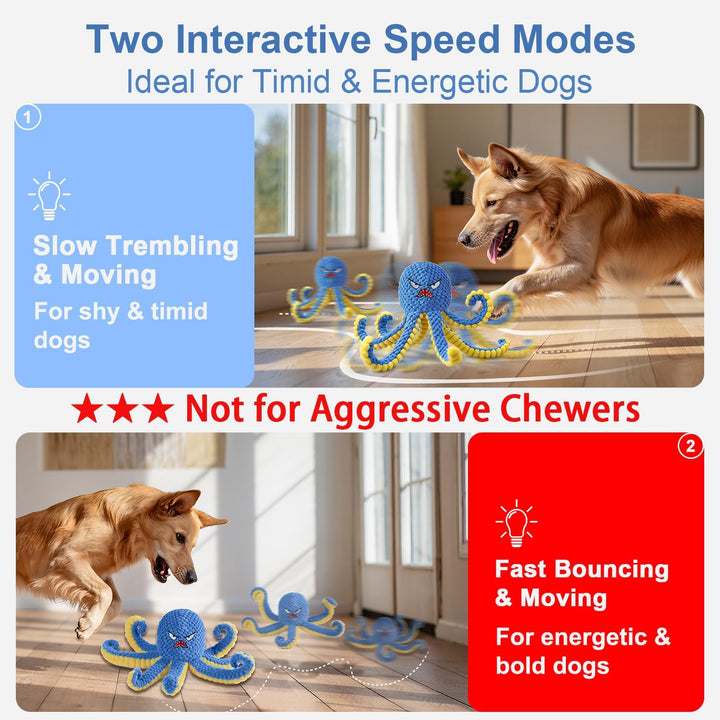 Interaktives Hundespielzeug, Oktopus, langlebiges, automatisches Spring-Hundespielzeug, um sie besch