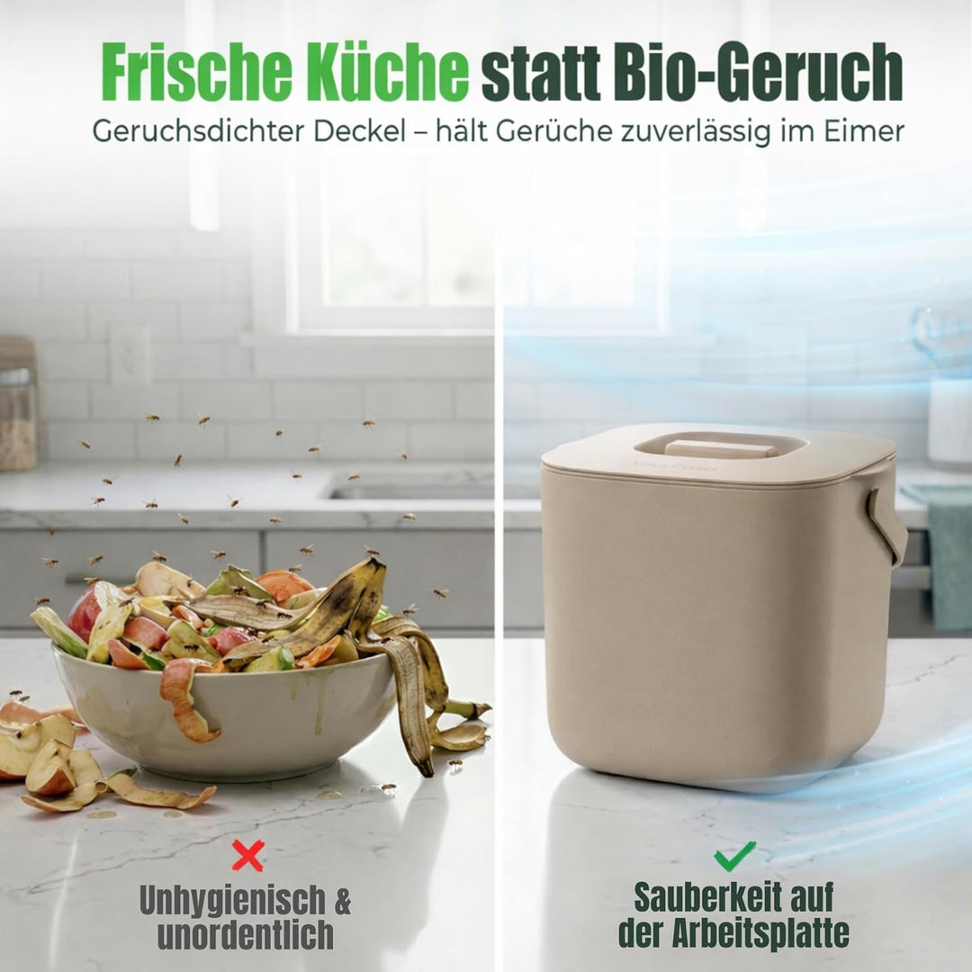YourCasa® Biomülleimer Küche - 7L - Komposteimer für alltäglichen Biomüll Behälter - Spülmaschinenfe