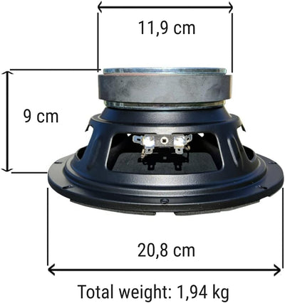 1 WOOFER MASTER AUDIO PA08/4 Lautsprecher tieftöner 20,00 cm 200 mm 8" 240 watt rms 480 watt max imp