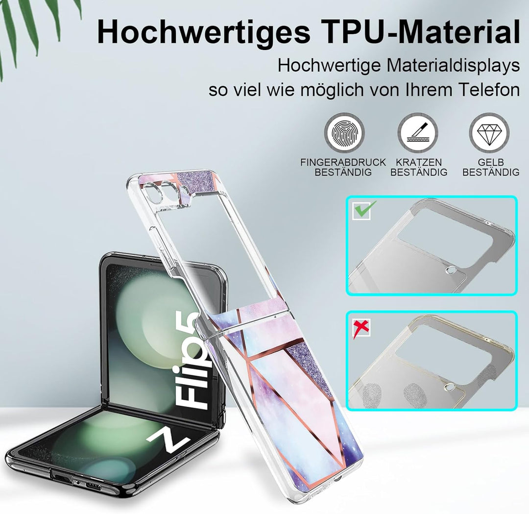 Galaxy Z Flip 5 Handyhülle für Samsung Galaxy Z Flip 5 Hülle Silikon Slim Marmor Transparent Z Flip