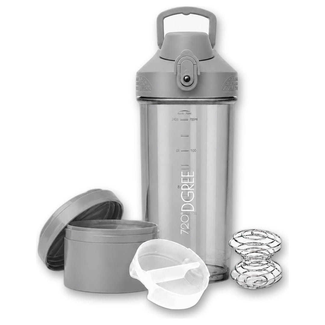 720°DGREE Protein Shaker mit Pulverfach 550ml “uberShaker“ – Auslaufsicher, BPA-Frei, Skala, Spiralm