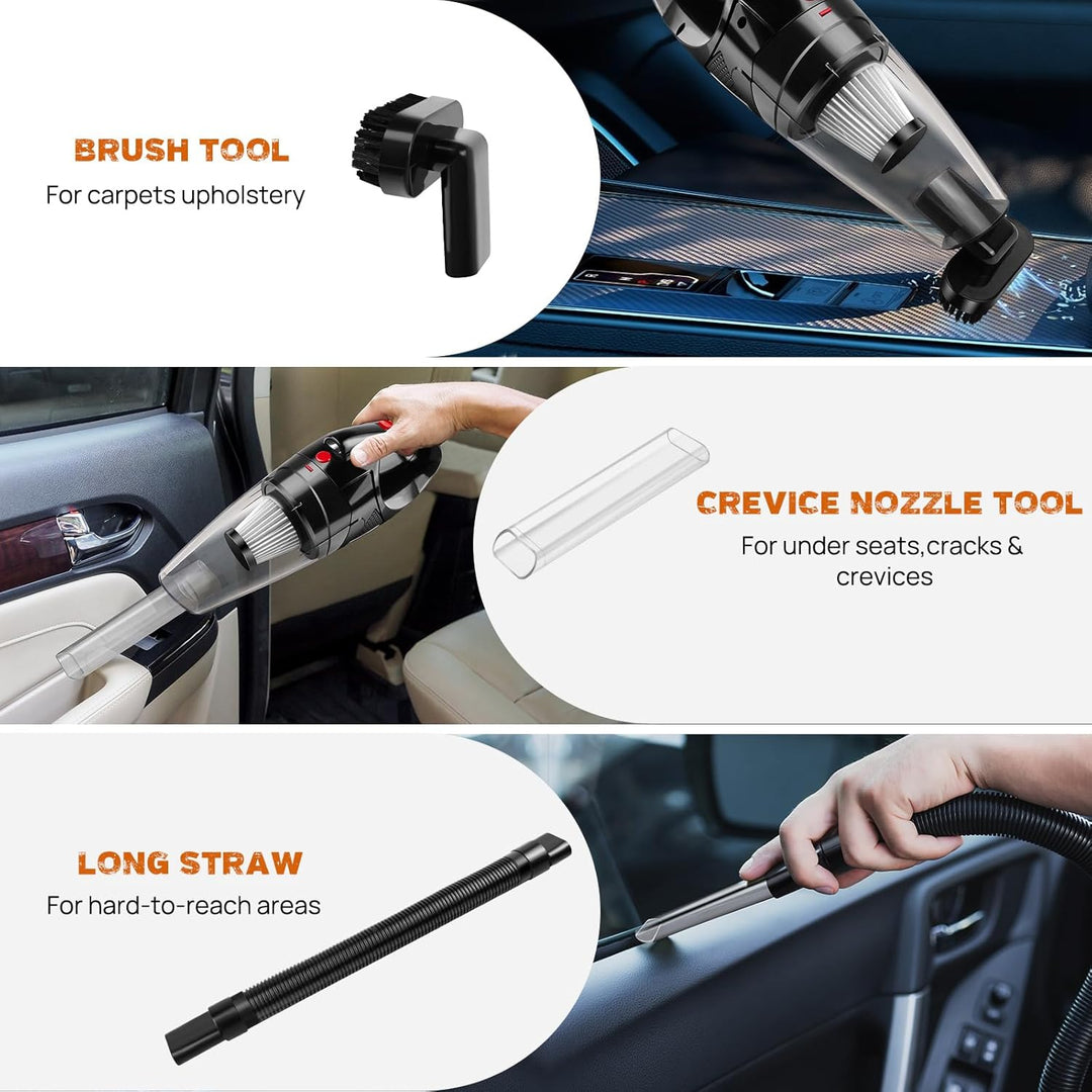 DayPlus Akku Handstaubsauger Auto Staubsauger Stark, Kabellos Mini Staubsauger mit 2200mAh Batterie