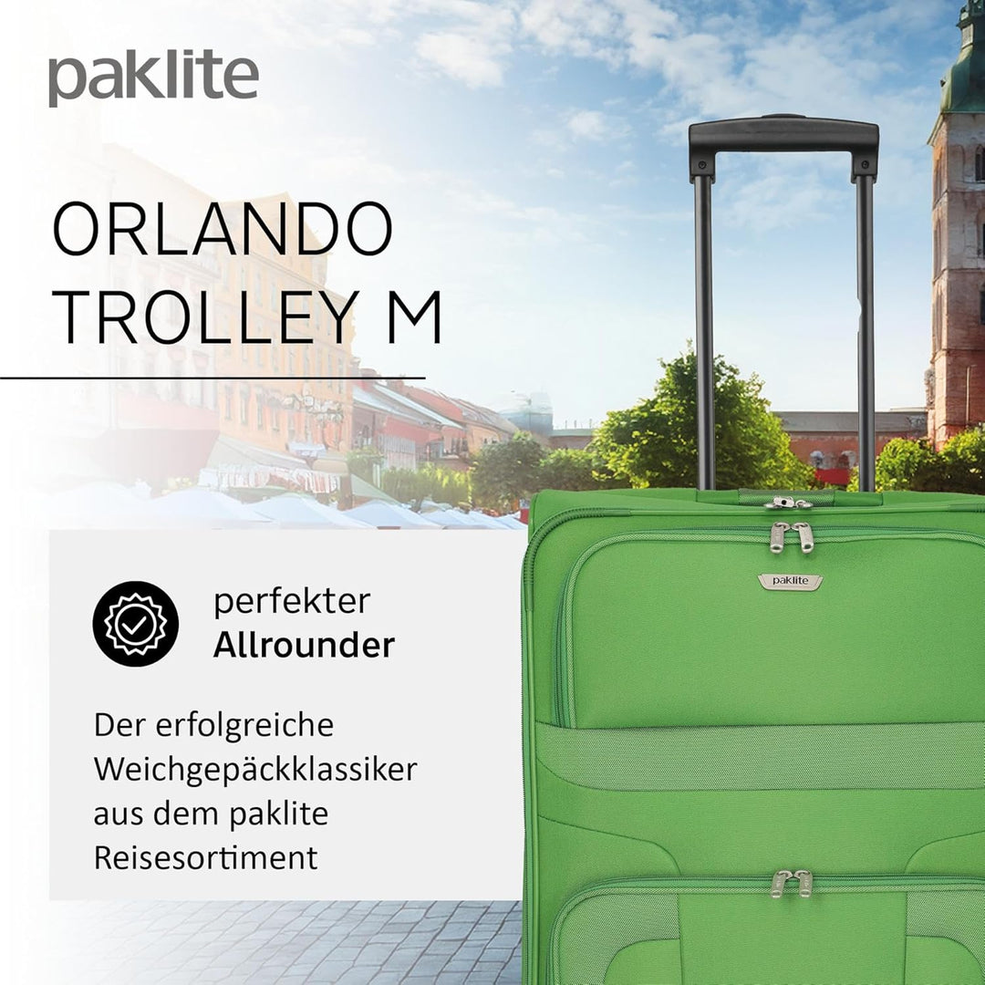 paklite Reisekoffer mit 2 Rollen, Rollkoffer mittelgross, Orlando, klassischer Weichschalen Trolley