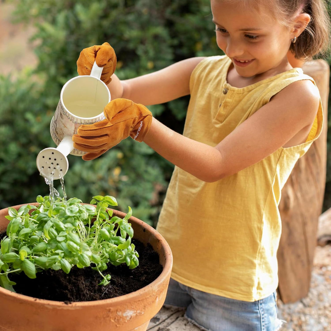 HANDLANDY HLDD Kinder-Gartenhandschuhe, Kinder-Leder-Arbeitshandschuhe für Jungen und Mädchen im Alt