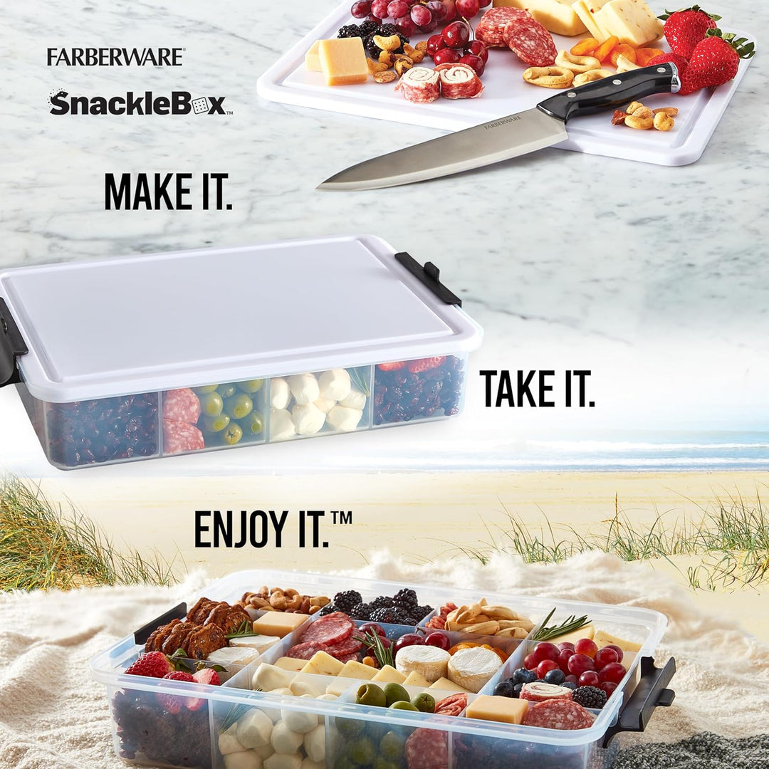 Farberware Grosses Build-A-Board Snacklebox Serviertablett mit verschliessbarem Kunststoff-Schneideb