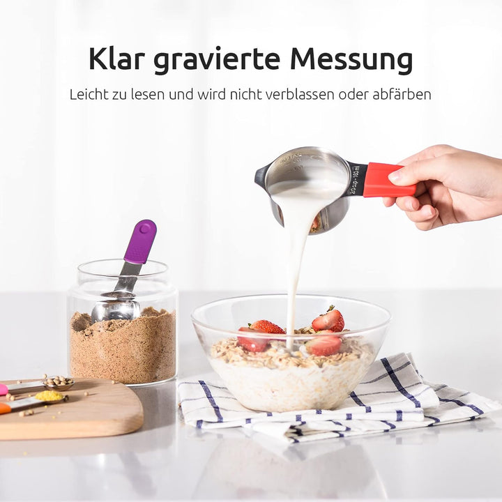 U-Taste Magnetische Messbecher und Messlöffel 13 Stück aus 18/8 Edelstahl: 7 Cup Messbecher und 5 TL