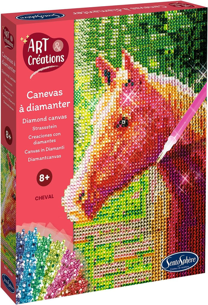 Sentosphère 3920240 Bastelset Strassstein-Bild, Motiv Pferd, Kreativ-Set, DIY für Kinder und Erwachs