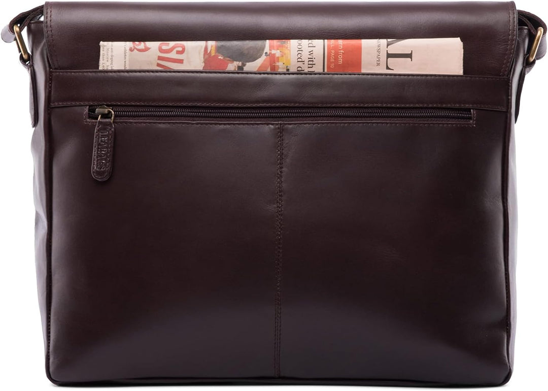 LEABAGS Leder Umhängetasche Herren & Damen I Messenger Bag mit Schultergurt I Echtleder Laptoptasche