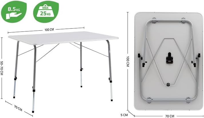 Bo-Camp - Campingtisch - Höhenverstellbar - 100x70 cm