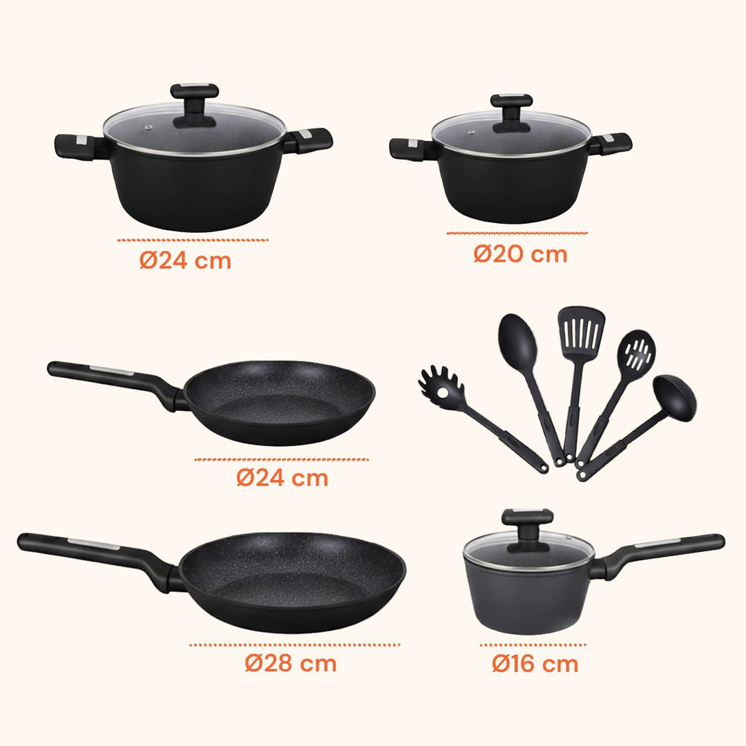 Wintem - Topf- und Pfannen-Set, 13-teilig, antihaftbeschichtet, für moderne und traditionelle Küche,