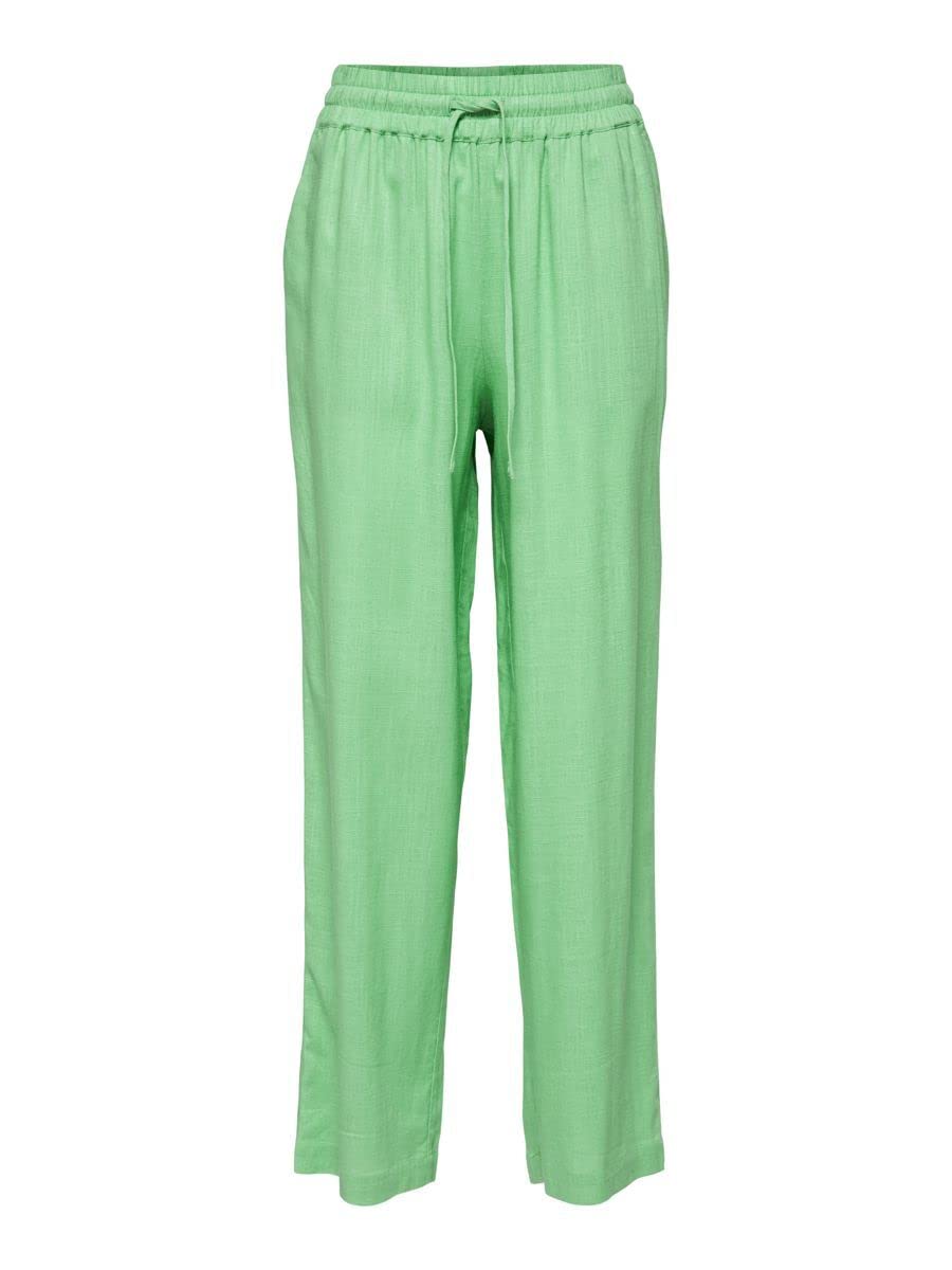 MAMALICIOUS Damen Slfviva-gulia Hw Long Linen Pant Noos 34 Absinthe Green, 34 Absinthe Green