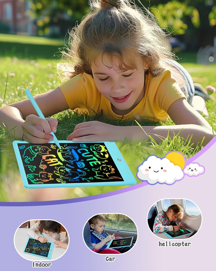 BlueSwan 2 Stück 10 Zoll LCD Schreibtafel, Maltafel Zaubertafel für Kinder, Löschbares Zeichenbrett,