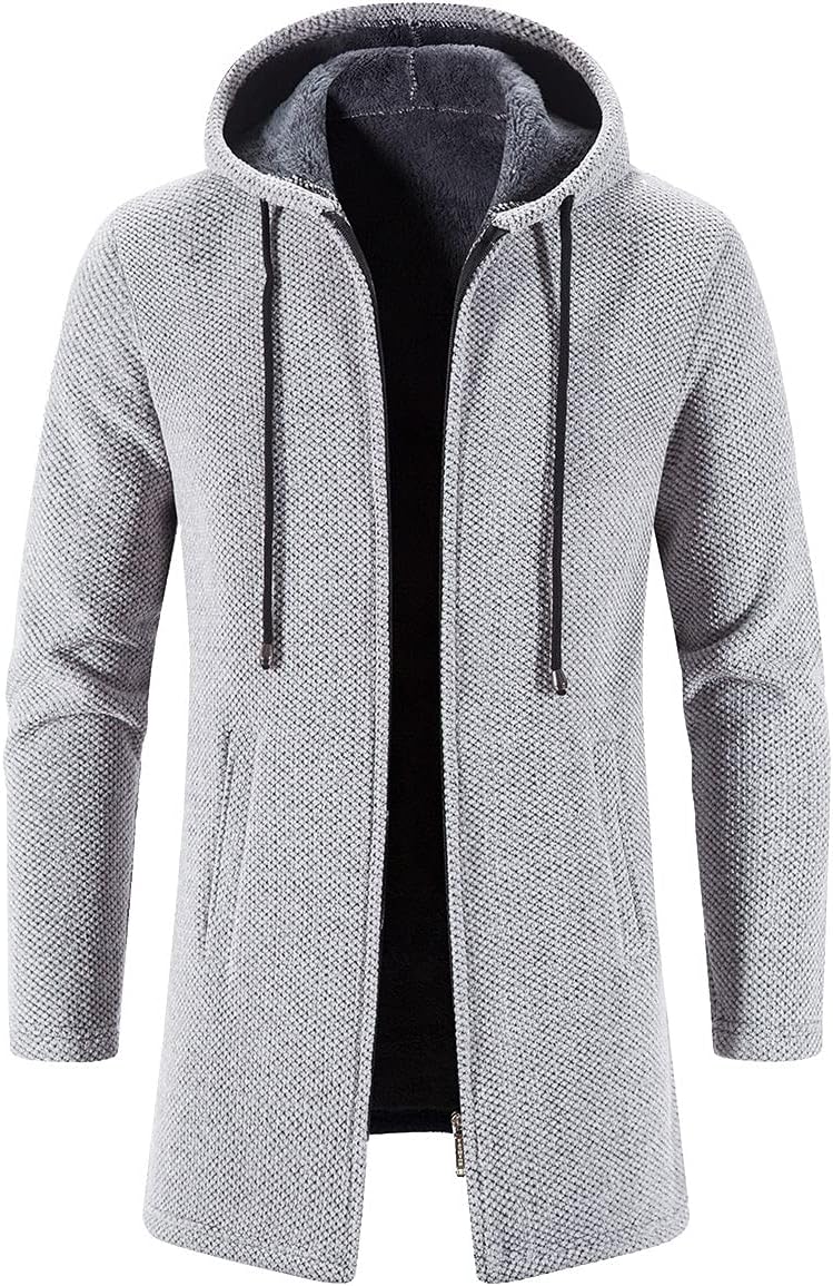 Outdoor Jacken FüR Damen Lang Strickjacke für Herren Moderne Mode Herbst lang lässig solide mit Kapu